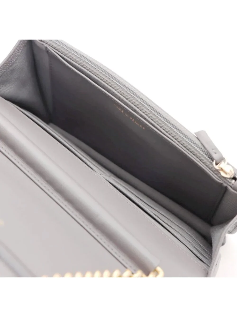 Chanel Boy Chain Wallet Gray Caviar Shoulder Bag